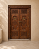 Handmade Moroccan Double Door, Carved Wood with Brass Hardware, Custom Size, Made to Order