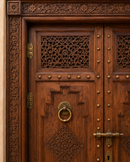 Handmade Moroccan Double Door, Carved Wood with Brass Hardware, Custom Size, Made to Order
