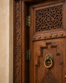 Handmade Moroccan Double Door, Carved Wood with Brass Hardware, Custom Size, Made to Order