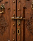 Handmade Moroccan Double Door, Carved Wood with Brass Hardware, Custom Size, Made to Order
