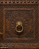 Handmade Moroccan Door, Carved Wood with Lattice Transom, Custom Size, Made to Order