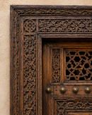 Handmade Moroccan Door, Carved Wood with Lattice Transom, Custom Size, Made to Order
