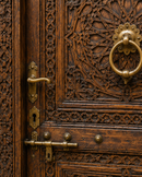 Handmade Moroccan Door, Carved Wood with Lattice Transom, Custom Size, Made to Order