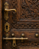 Handmade Moroccan Door, Carved Wood with Lattice Transom, Custom Size, Made to Order