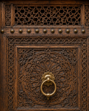 Handmade Moroccan Door, Carved Wood with Lattice Transom, Custom Size, Made to Order