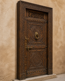 Handmade Moroccan Door, Carved Wood with Lattice Transom, Custom Size, Made to Order