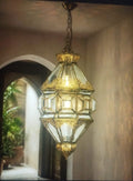 Custom Moroccan Brass & Glass Lantern Set – 2 Black Wall Sconces 30 cm + 1 Bronze Pendant Light 35 cm