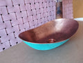 Handmade Moroccan Turquoise Patina Copper Vessel Sink – Oval Bathroom Basin 49 × 35 cm / 19.3 × 13.7 in