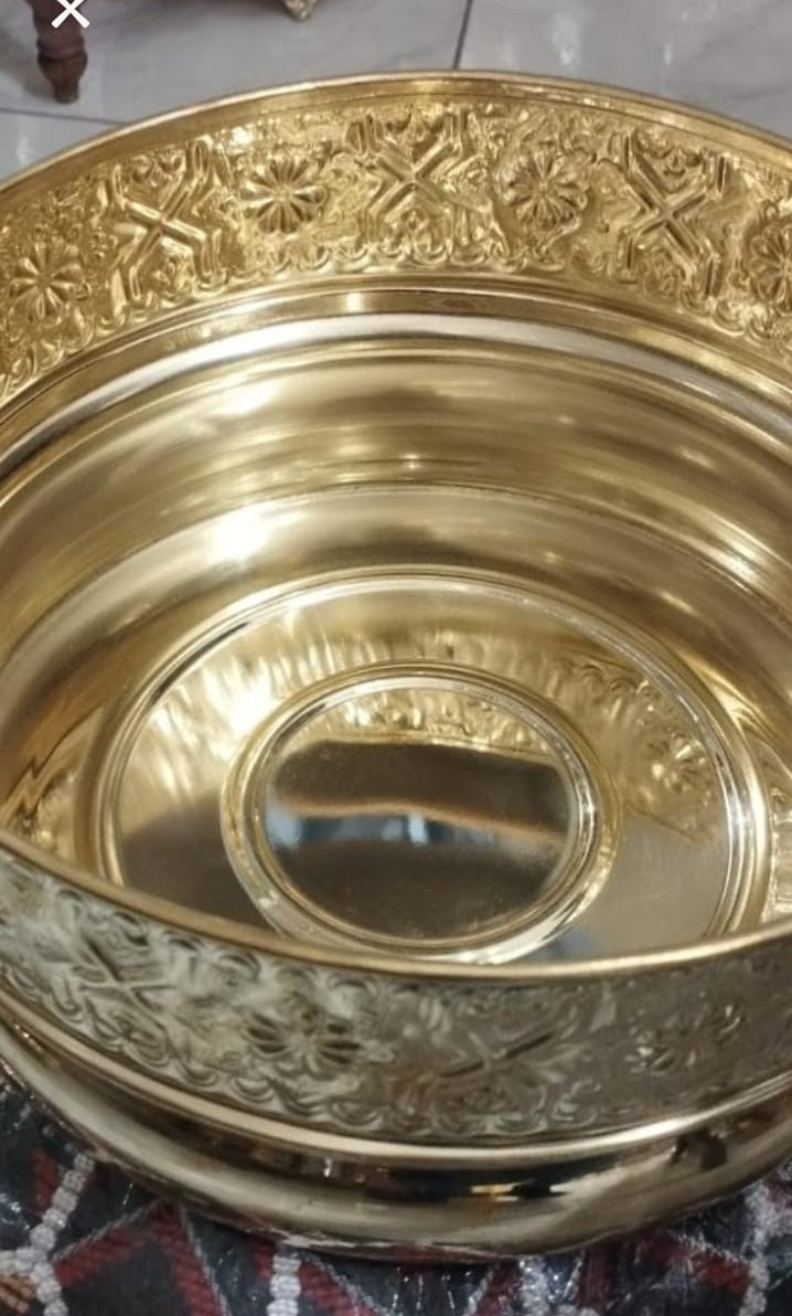 Set of 2 Hand Hammered Moroccan Hammam Foot Bath Bowls – Copper Finish Spa Pedicure Basins – 40 cm / 16 in