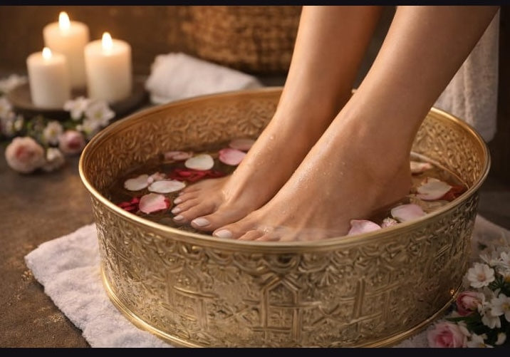 Set of 2 Hand Hammered Moroccan Hammam Foot Bath Bowls – Copper Finish Spa Pedicure Basins – 40 cm / 16 in