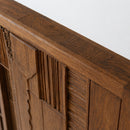 Hand-Carved Moroccan Wooden Door, Abstract Geometric Entry, Textured Panels, Custom Size