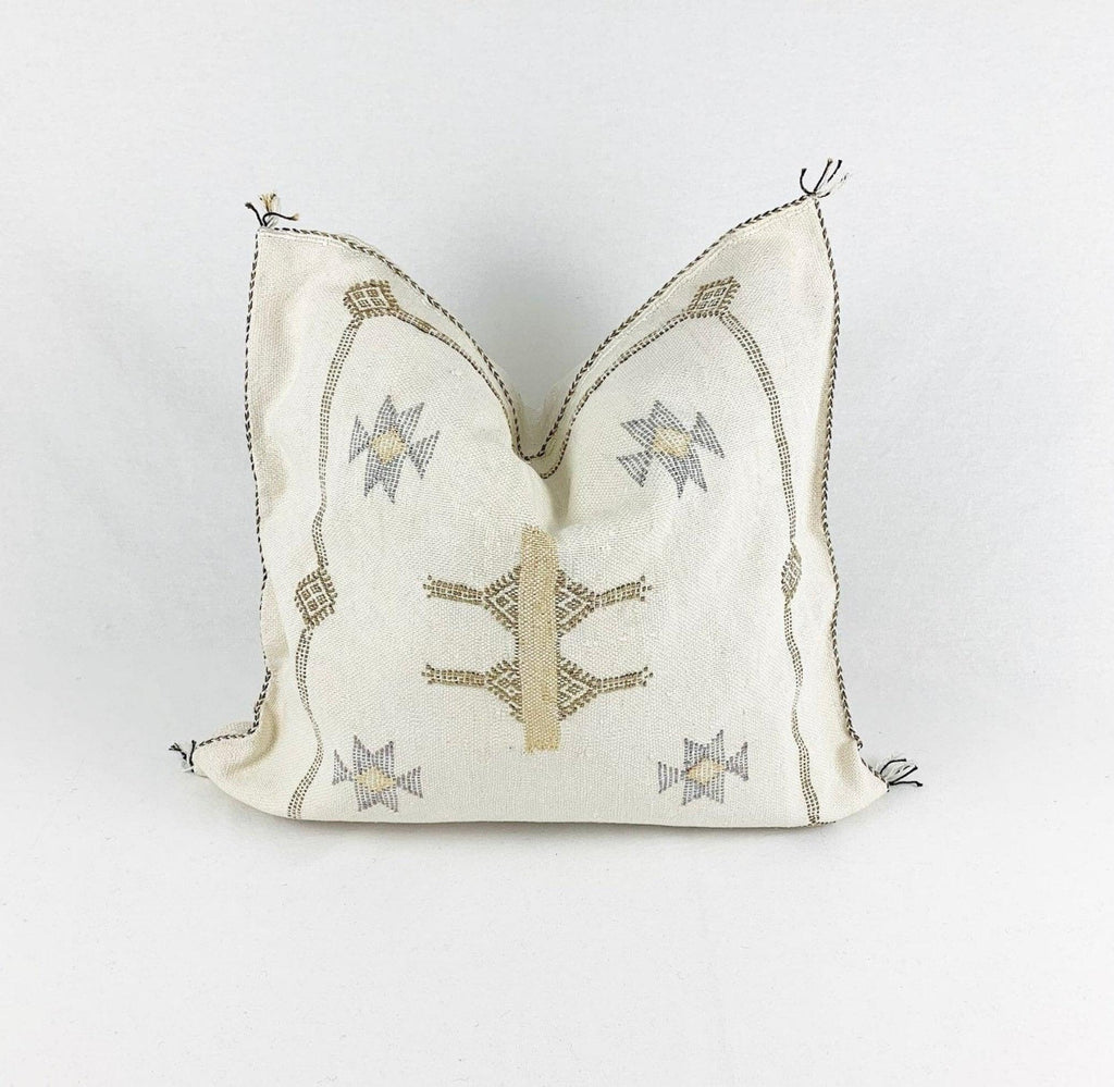 Moroccan Silk Pillow Cover, Handmade Boho Pillowcase, Ivory Beige Tribal Embroidery, Sofa Couch Accent, F - product image 8