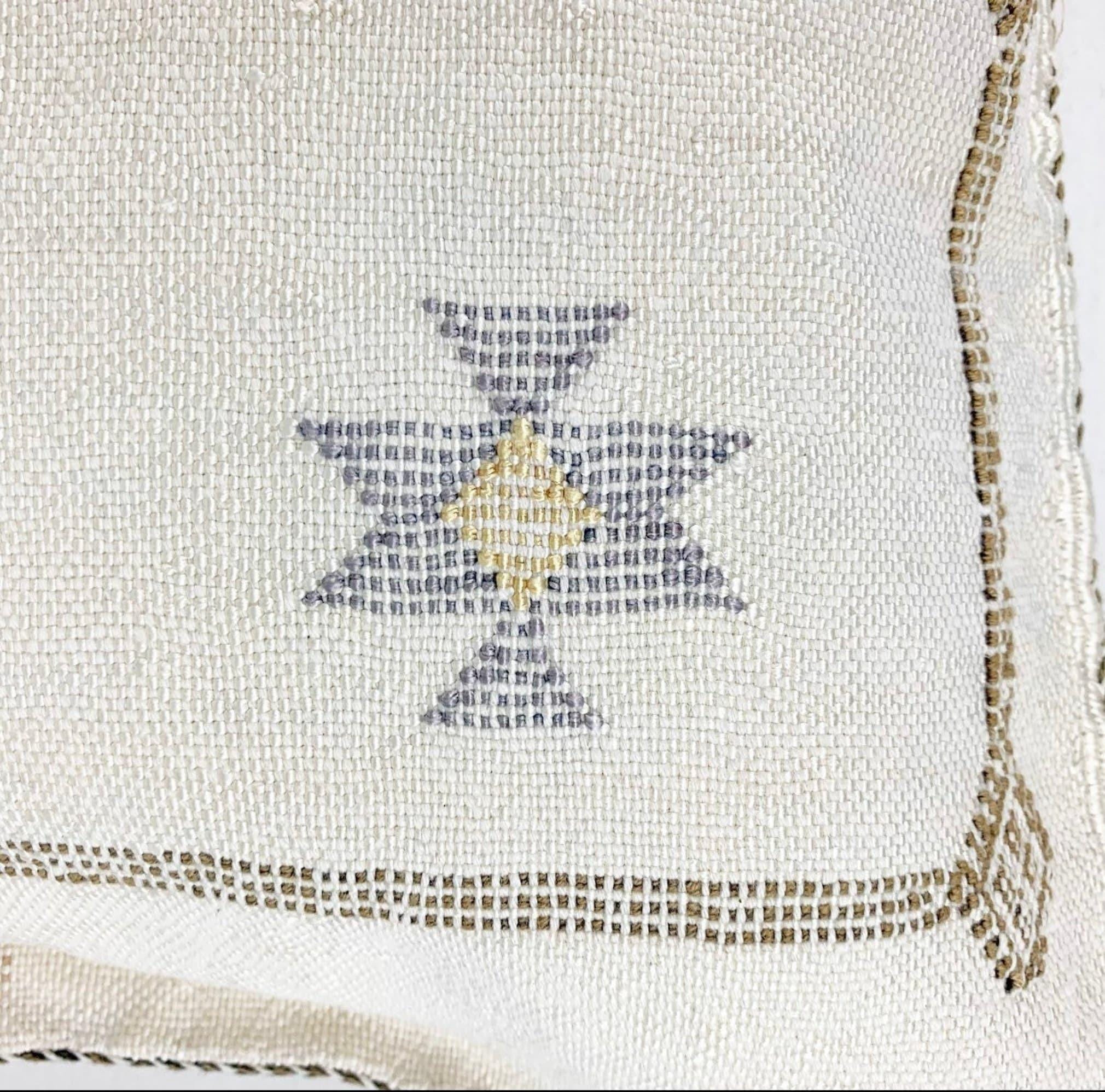Moroccan Silk Pillow Cover, Handmade Boho Pillowcase, Ivory Beige Tribal Embroidery, Sofa Couch Accent, F - product image 6