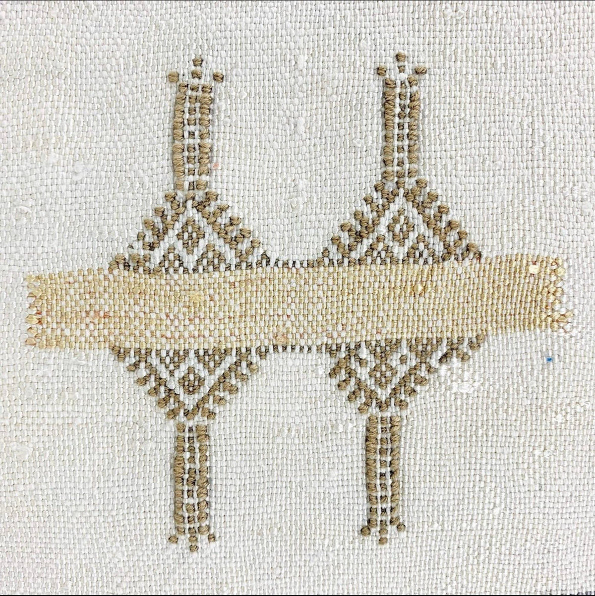 Moroccan Silk Pillow Cover, Handmade Boho Pillowcase, Ivory Beige Tribal Embroidery, Sofa Couch Accent, F - product image 3
