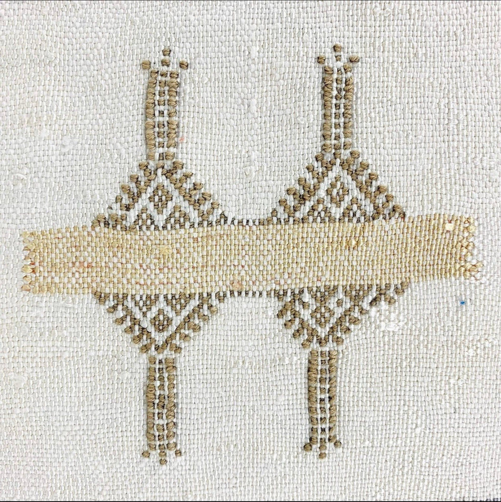 Moroccan Silk Pillow Cover, Handmade Boho Pillowcase, Ivory Beige Tribal Embroidery, Sofa Couch Accent, F - product image 6