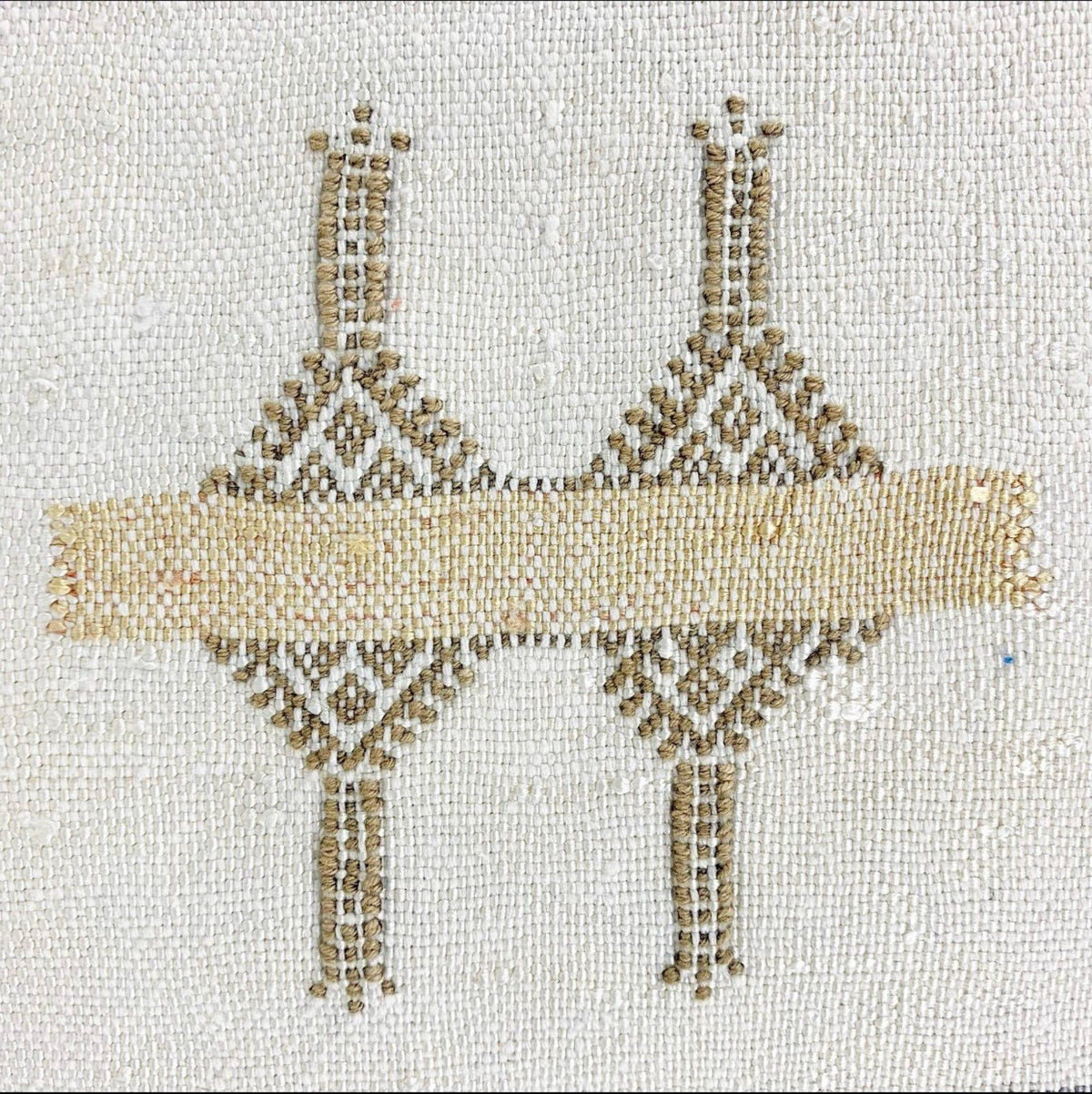 Moroccan Silk Pillow Cover, Handmade Boho Pillowcase, Ivory Beige Tribal Embroidery, Sofa Couch Accent, F - product image 10