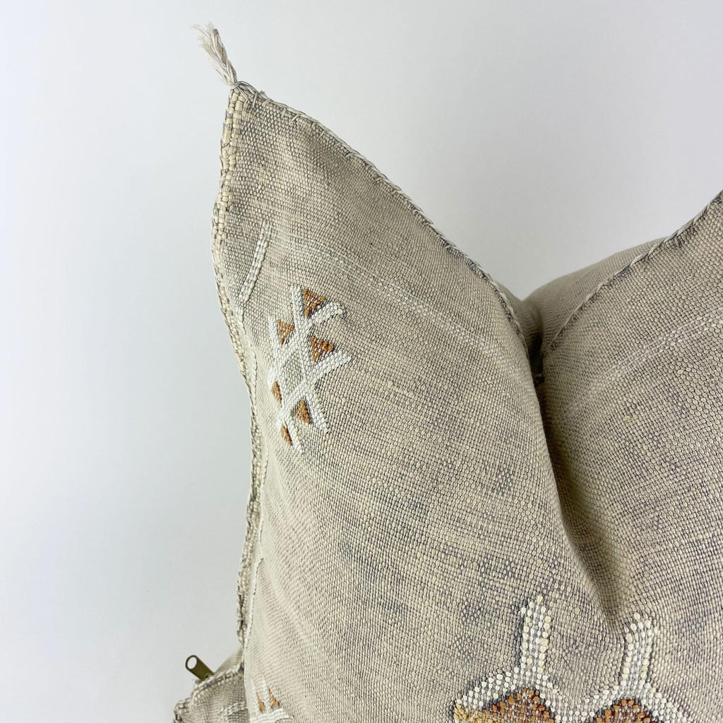 Handmade Moroccan Silk Pillow Cover, Neutral Boho Pillowcase, Beige Tribal Kilim Style, Custom Sizes for - product image 4