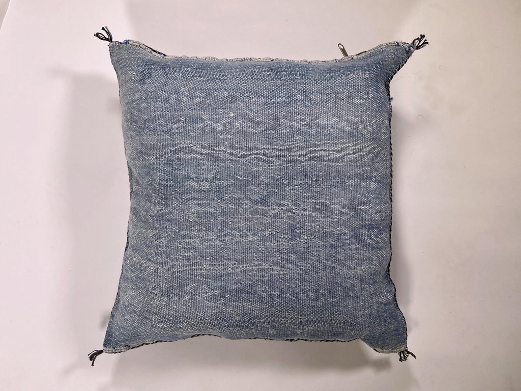 Silk Pillow Cover Handmade Moroccan Boho Blue Gray Kilim Pillowcase, Custom Sizes 18x18 to 30x30 Sofa Flo - product image 4