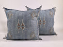 Silk Pillow Cover Handmade Moroccan Boho Blue Gray Kilim Pillowcase, Custom Sizes 18x18 to 30x30 Sofa Flo - product image 1