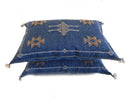 Handmade Moroccan Silk Pillow Cover, Indigo Blue Boho Tribal Embroidered Pillowcase for Sofa Couch, Sizes - product image 8