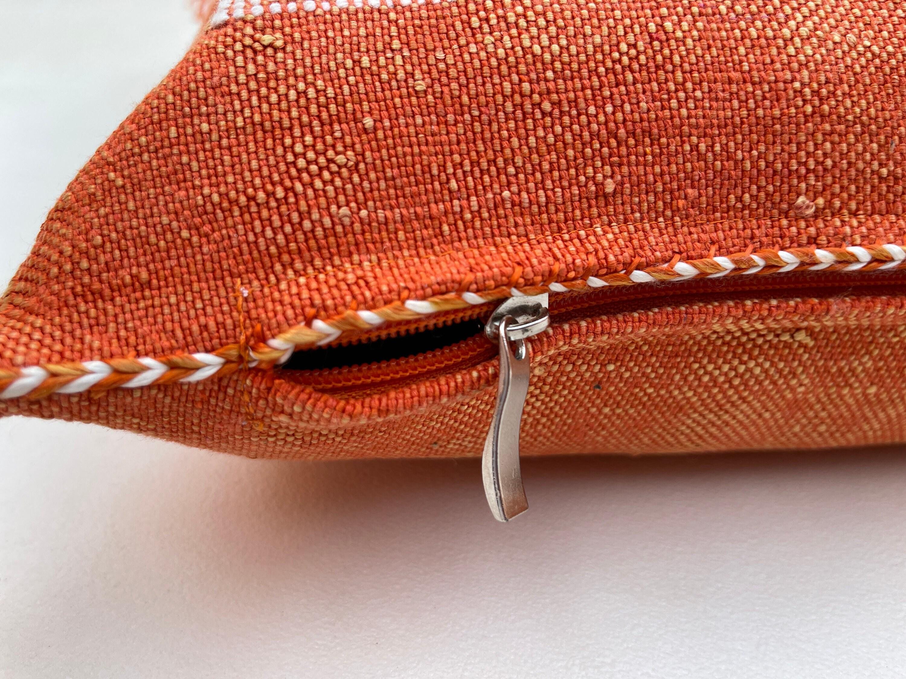 Rust Orange Silk Pillow Cover, Handmade Moroccan Boho Pillowcase, Tribal Embroidered Decor, Custom Floor - product image 8