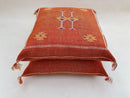 Rust Orange Silk Pillow Cover, Handmade Moroccan Boho Pillowcase, Tribal Embroidered Decor, Custom Floor - product image 9