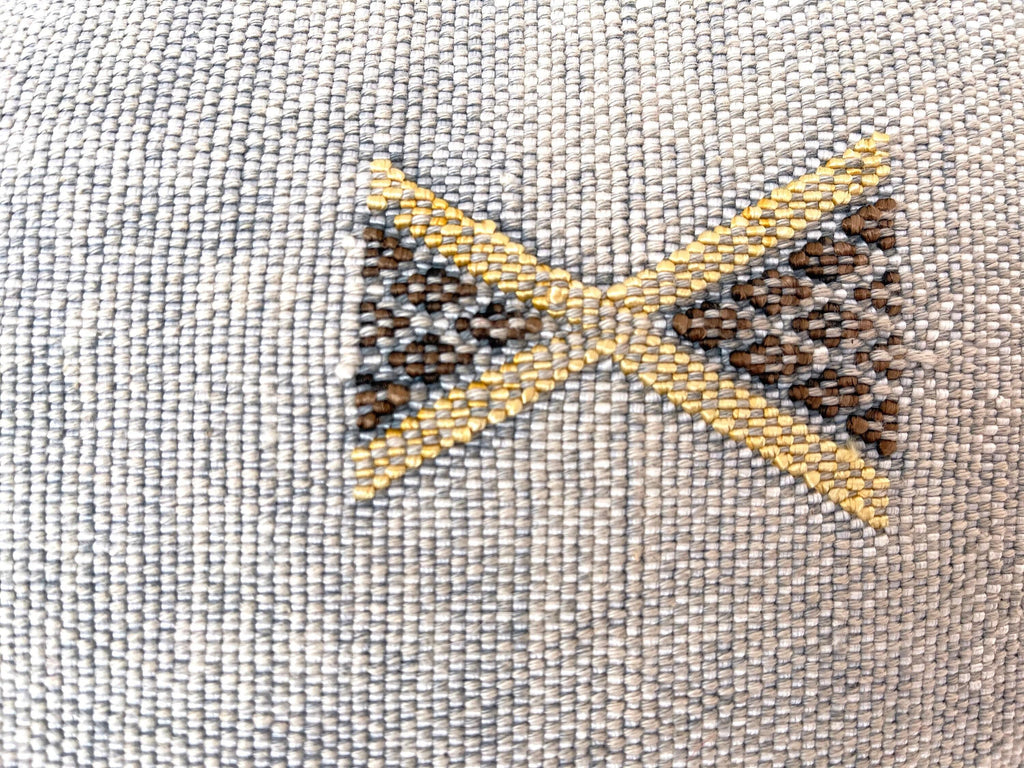 Moroccan Silk Pillow Cover, Handmade Boho Pillowcase, Neutral Tribal Embroidery, Custom Sizes, Sofa Couch - product image 2