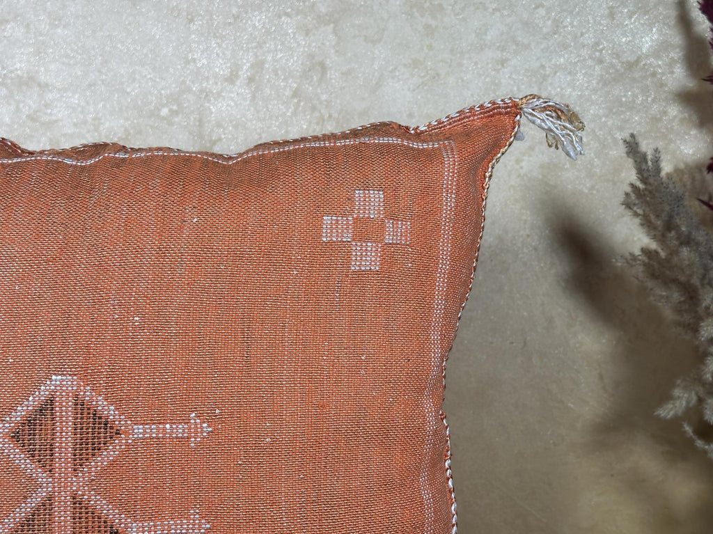 Moroccan Silk Pillow Cover Handmade Boho Pillowcase, Terracotta Geometric Cushion Cover, Custom Sizes for - product image 4