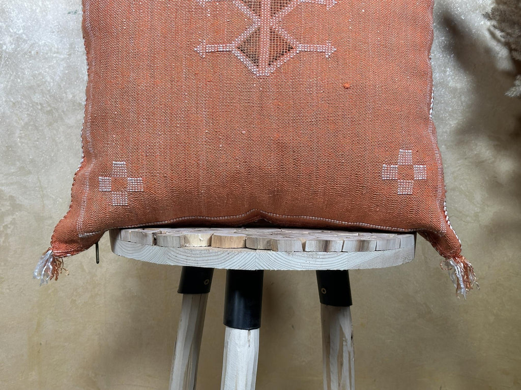 Moroccan Silk Pillow Cover Handmade Boho Pillowcase, Terracotta Geometric Cushion Cover, Custom Sizes for - product image 2