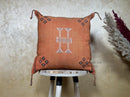 Handmade Moroccan Silk Pillow Cover, Terracotta Boho Kilim Cushion Case, Tribal Embroidered Pillowcase, S - product image 10