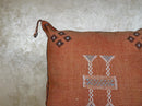 Handmade Moroccan Silk Pillow Cover, Terracotta Boho Kilim Cushion Case, Tribal Embroidered Pillowcase, S - product image 5