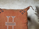 Handmade Moroccan Silk Pillow Cover, Terracotta Boho Kilim Cushion Case, Tribal Embroidered Pillowcase, S - product image 4