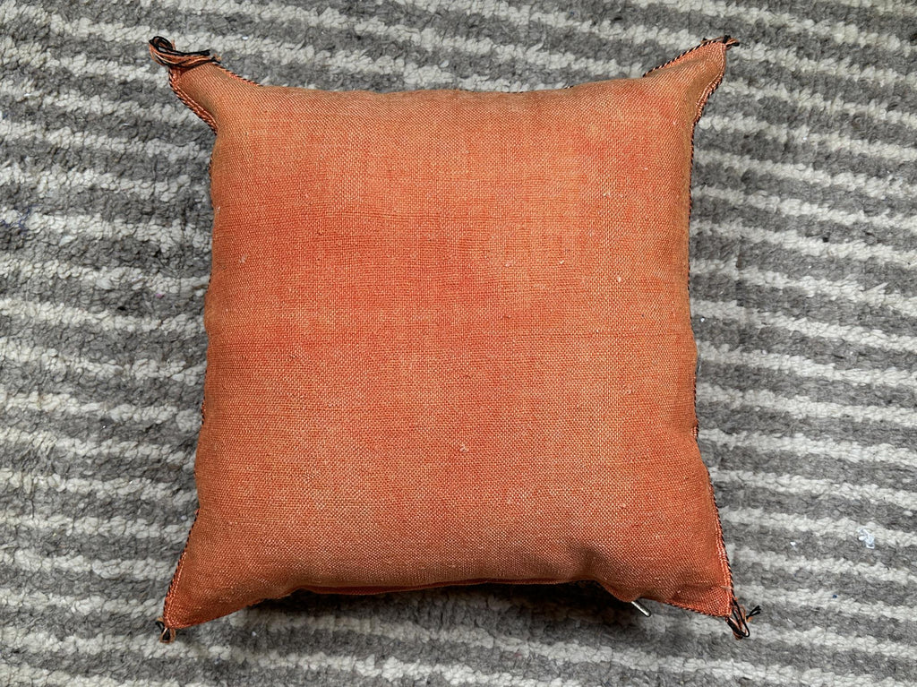Handmade Moroccan Silk Pillow Cover, Terracotta Boho Kilim Cushion Case, Tribal Embroidered Pillowcase, S - product image 9