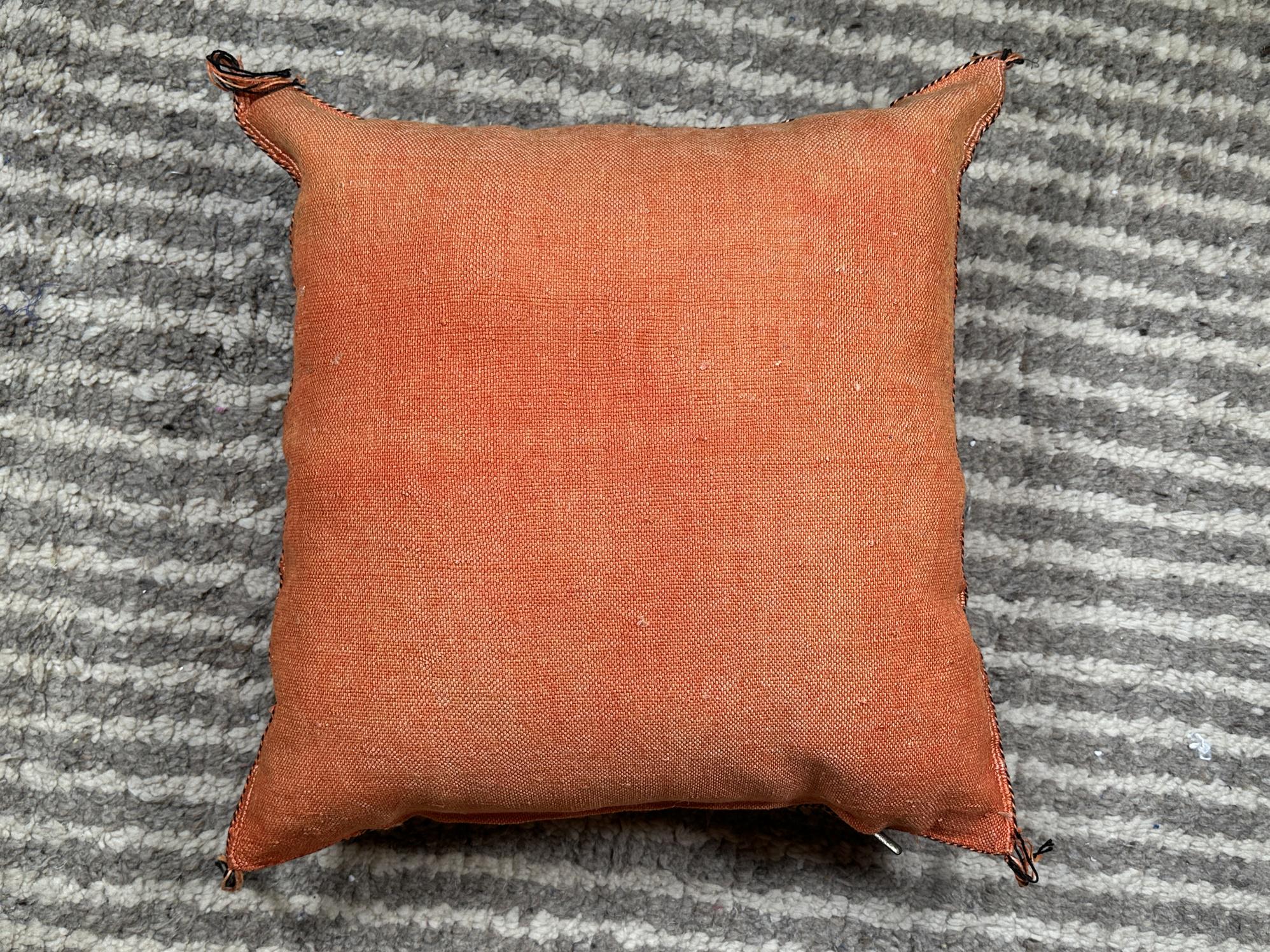 Handmade Moroccan Silk Pillow Cover, Terracotta Boho Kilim Cushion Case, Tribal Embroidered Pillowcase, S - product image 9