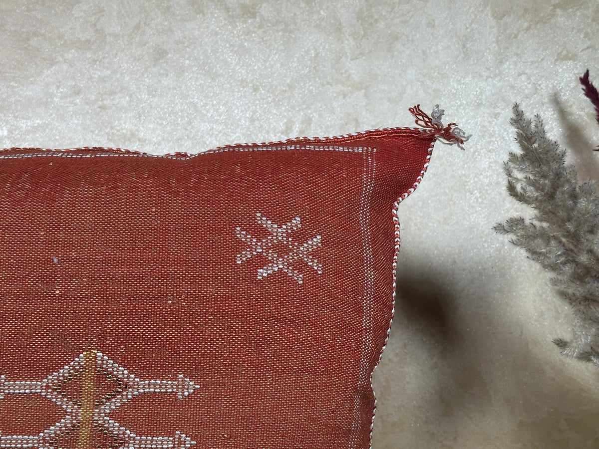 Moroccan Silk Pillow Cover, Handmade Boho Pillowcase, Elegant Terracotta Tribal Accent, Custom Sizes for - product image 4