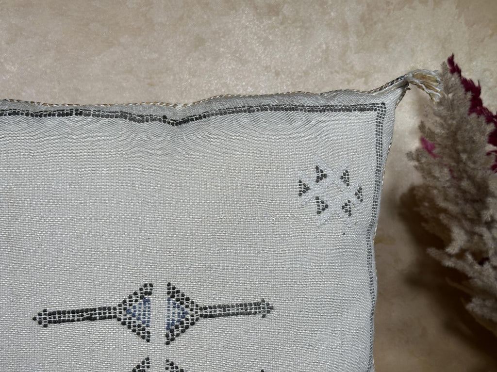 Handmade Moroccan Silk Pillow Cover, Neutral Boho Tribal Cushion Pillowcase, Custom Size Sofa Couch Floor - product image 4