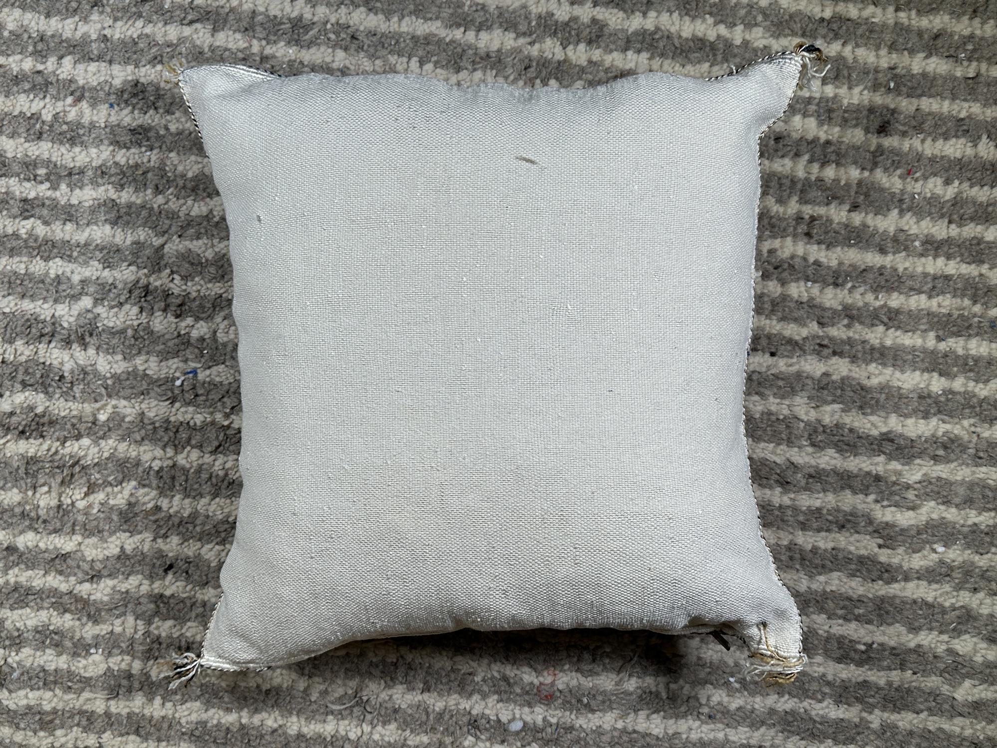 Handmade Moroccan Silk Pillow Cover, Neutral Boho Tribal Cushion Pillowcase, Custom Size Sofa Couch Floor - product image 9