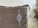Handmade Moroccan Silk Pillow Cover, Brown Boho Pillowcase, Tribal Diamond Embroidery, Sofa Couch Floor C - product image 3