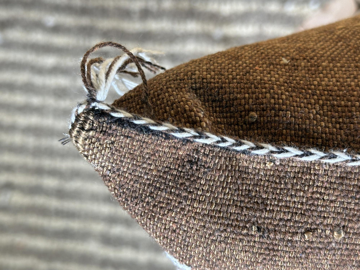 Handmade Moroccan Silk Pillow Cover, Brown Boho Pillowcase, Tribal Diamond Embroidery, Sofa Couch Floor C - product image 6