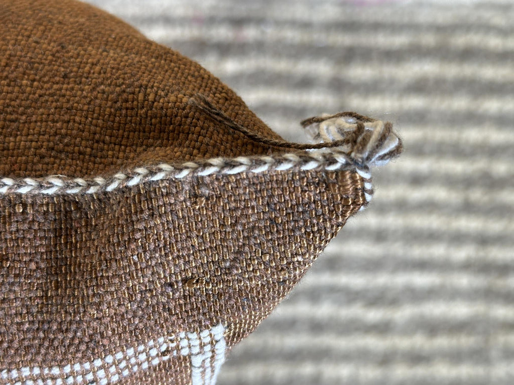 Handmade Moroccan Silk Pillow Cover, Brown Boho Tribal Pillowcase, Neutral Kilim Style Cushion Cover, Cus - product image 6