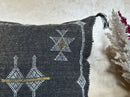 Handmade Moroccan Silk Pillow Cover, Black Boho Pillowcase, Tribal Embroidered Home Decor for Sofa Couch - product image 4