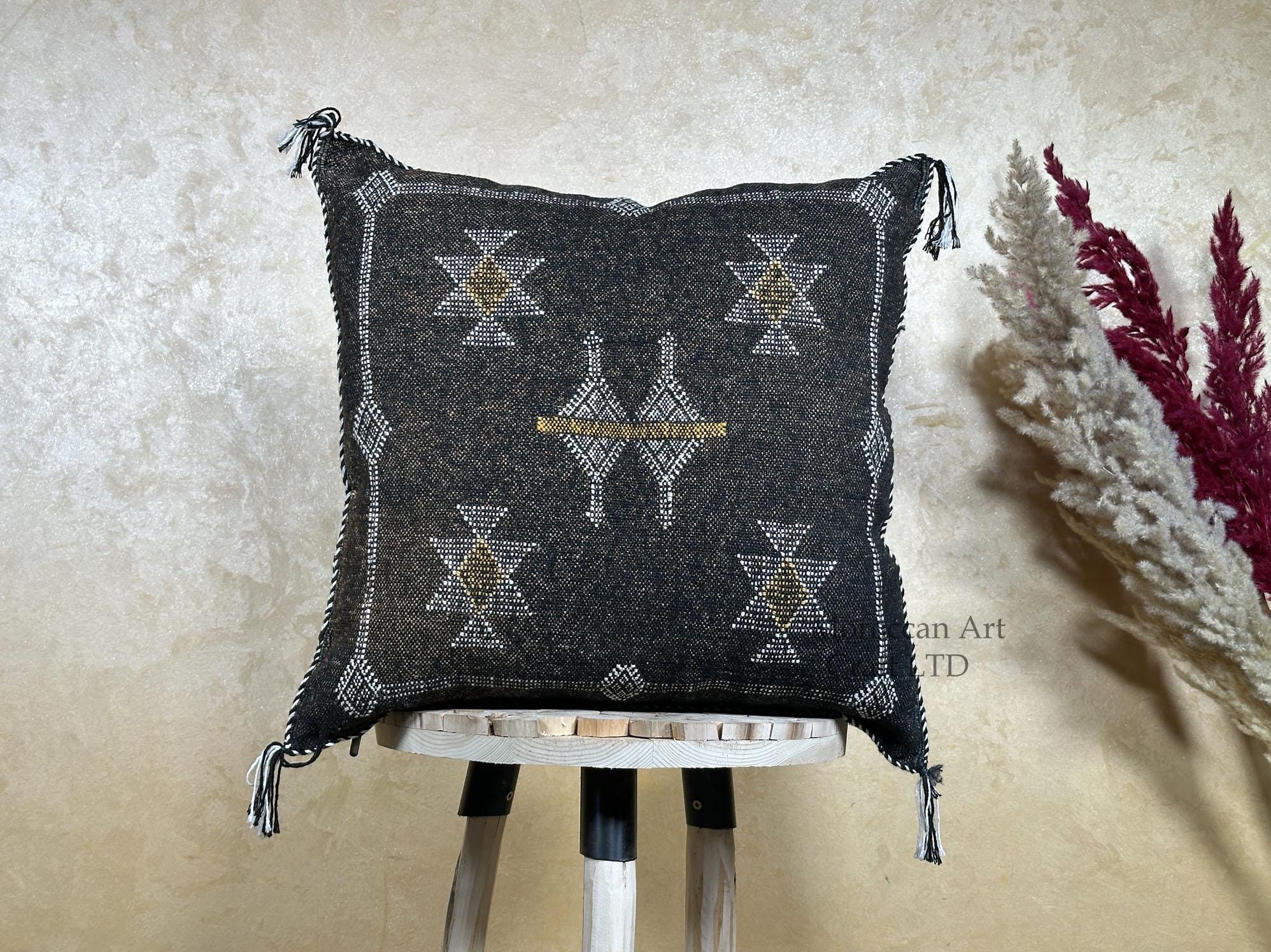 Moroccan Silk Pillow Cover, Handmade Boho Black Tribal Pillowcase, Custom Sizes, Sofa & Floor Cushion Dec - product image 10