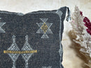 Moroccan Silk Pillow Cover, Handmade Boho Black Tribal Pillowcase, Custom Sizes, Sofa & Floor Cushion Dec - product image 4