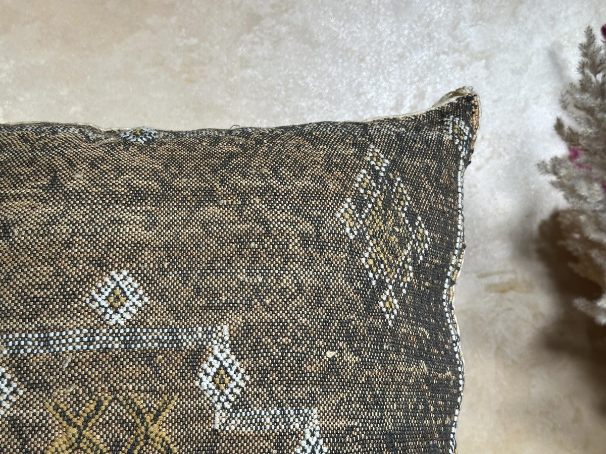 Handmade Moroccan Silk Pillow Cover, Neutral Boho Kilim Cushion, Tribal Diamond Pillowcase, Custom Sizes - product image 4