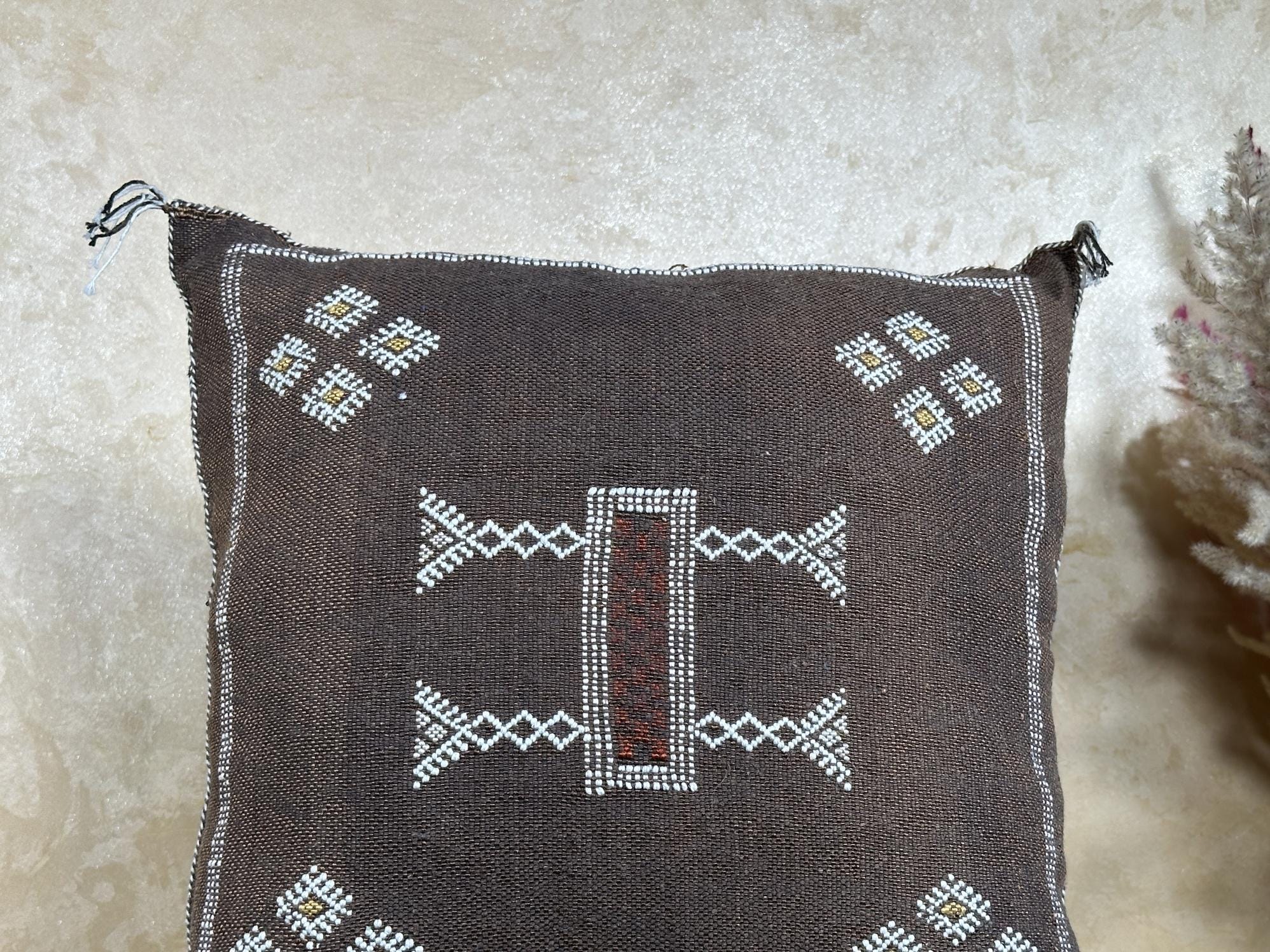 Artisan Moroccan Pillow Cover, Handmade Boho Cushion Case, Embroidered Decorative Pillowcase for Cozy Int - product image 2