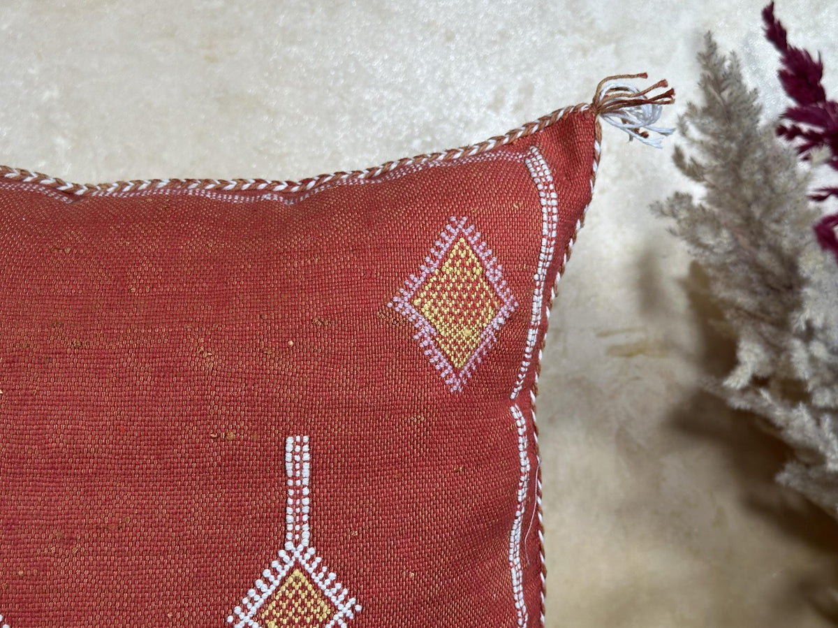 Handmade Moroccan Cushion Cover, Boho Pillowcase, Artisan Embroidered Decorative Pillow Cover for Sofa or - product image 4