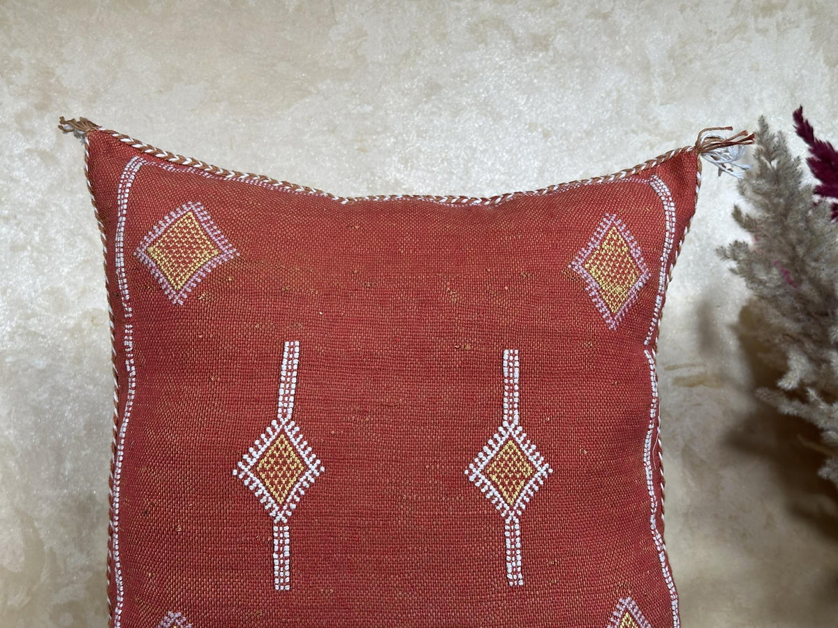 Handmade Moroccan Cushion Cover, Boho Pillowcase, Artisan Embroidered Decorative Pillow Cover for Sofa or - product image 3