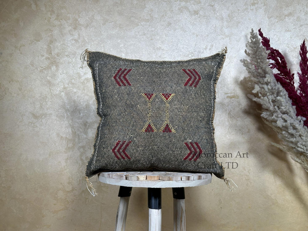Moroccan Boho Cushion Cover, Handmade Decorative Pillowcase, Artisan Embroidered Pillow Cover for Home St - product image 1