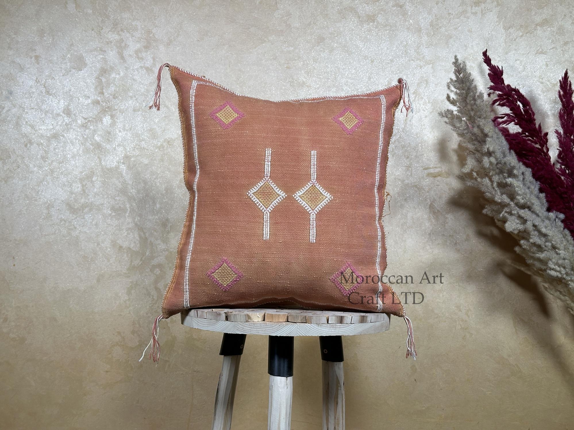 Boho Moroccan Pillow Cover, Handmade Artisan Cushion Case, Embroidered Decorative Pillowcase for Cozy Hom - product image 1