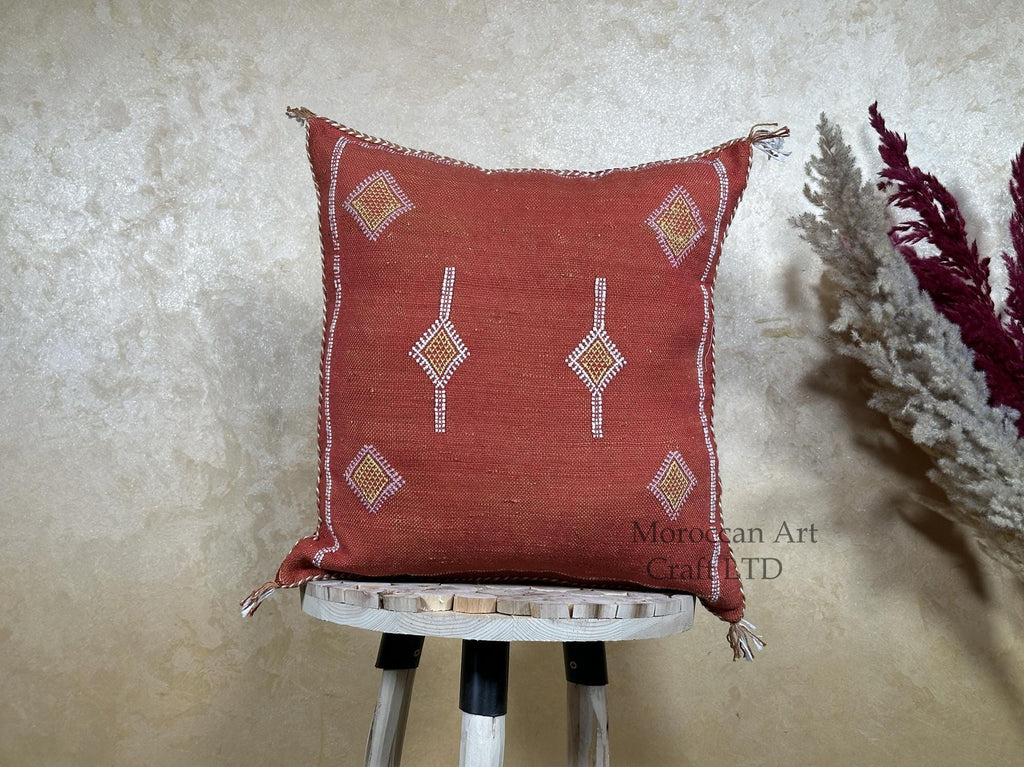 Handmade Moroccan Cushion Cover, Boho Pillowcase, Artisan Embroidered Decorative Pillow Cover for Sofa or - product image 1